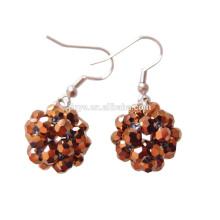 Fashion Handmade Golden Crystal Beaded Ball Earrings